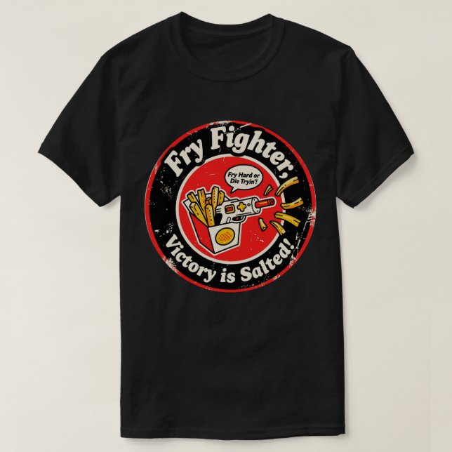 Camiseta Arma de Luz de Arcade Retrô & Desenho de Batatas F (Frente do Design)