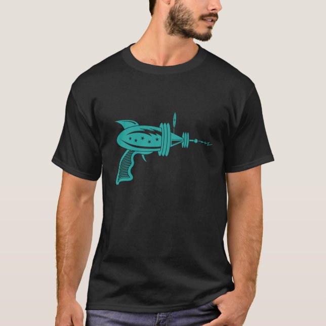 Camiseta Arma de raio retro na cerceta (Frente)