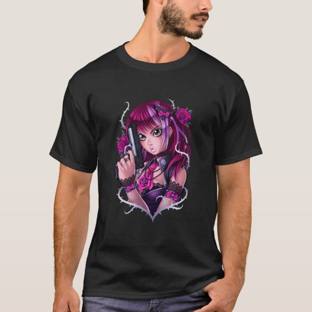Camiseta Arma e Rosa Manga Girl (Frente)