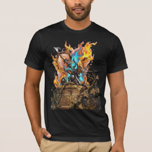 Camiseta Arma Mítica Flamejante 3D Desenhada à Mão - Astra