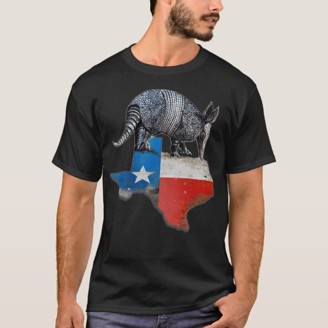 Camiseta Armadillo Estado Bandeira do Texas (Frente)