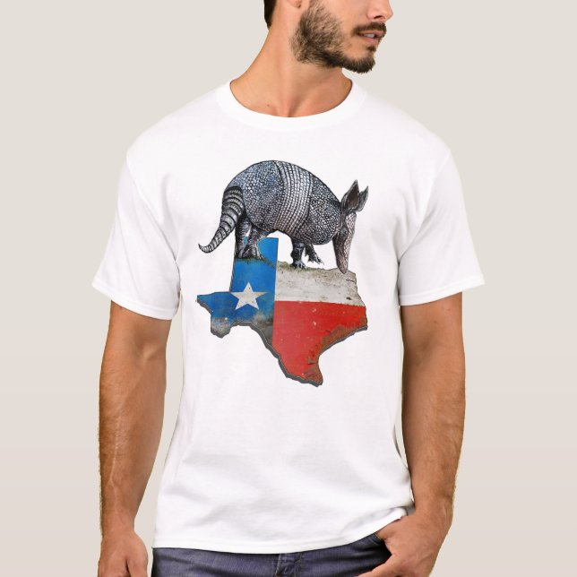 Camiseta Armadillo Texas - Mapa de Sinalizador do Estado do (Frente)