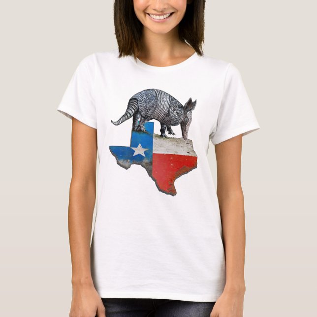 Camiseta Armadillo Texas - Mapa de Sinalizador do Estado do (Frente)