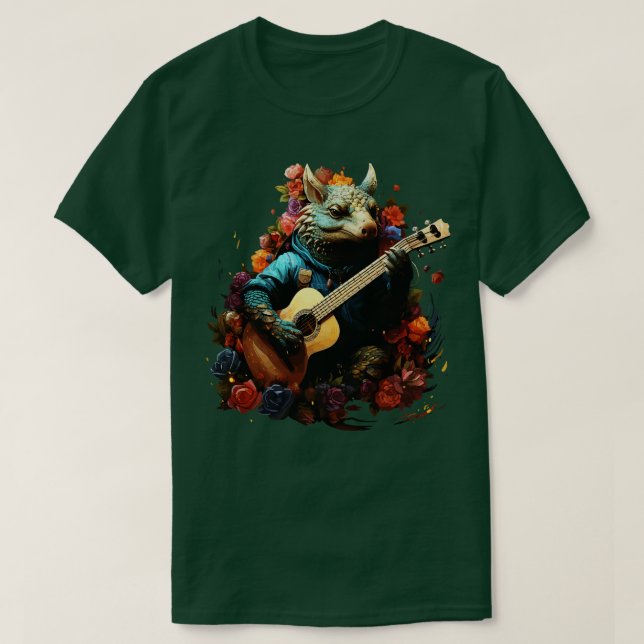Camiseta Armadillo Tocando Violão (Frente do Design)