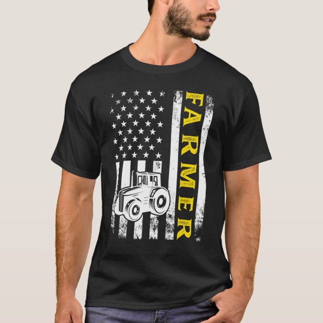 Camiseta Armador de Bandeiras Americanas Trator (Frente)