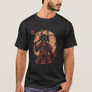 Camiseta Armadura de Gatinho Pôr do Sol Vintage Arte Japone