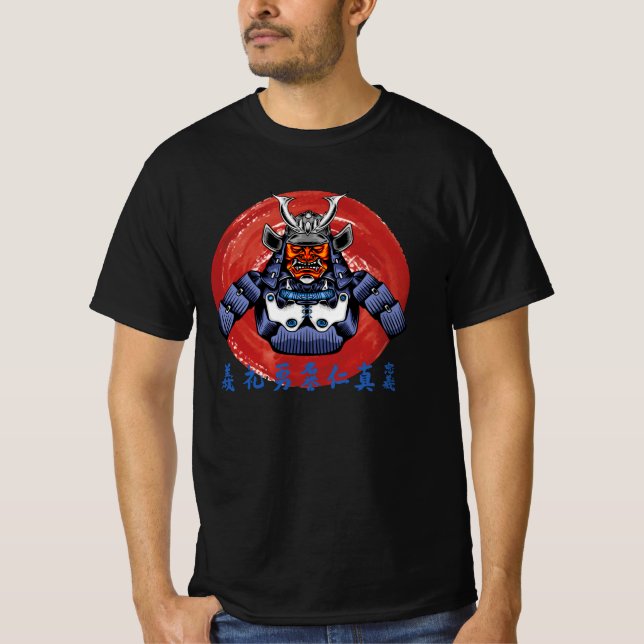 Camiseta Armadura de Samurai Retro - Design Perfeito de Sam (Frente)