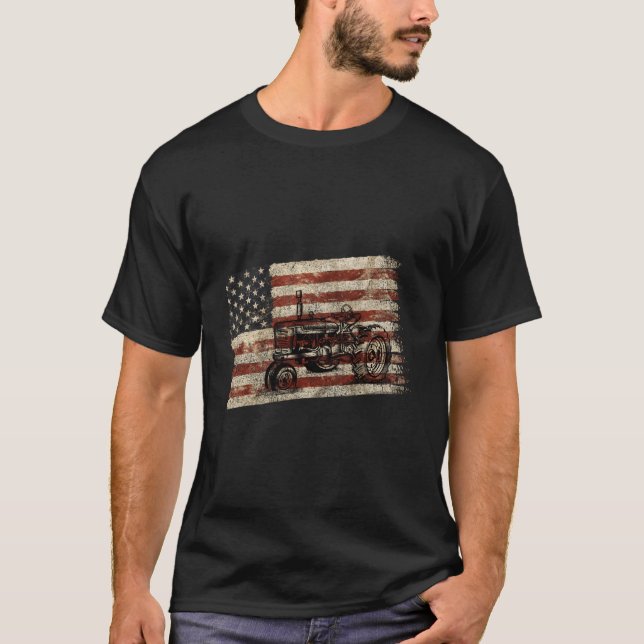 Camiseta Armando Patriótico Americano Bandeira Antiquada Tr (Frente)
