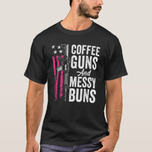Camiseta Armas De Café E Armas Mensais - Rosa AR15 EUA Funn