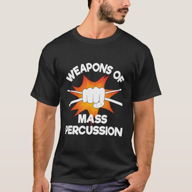 Camiseta Armas De Drumline De Drummer Engraçado De Persão E (Frente)