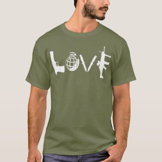Camiseta Armas LOVE Armas Armas Grenadas Knives Assalto Rif