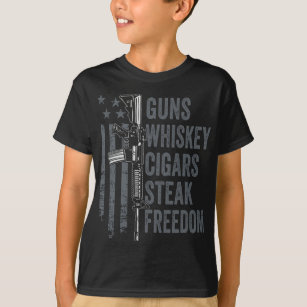 Camiseta Armas Whiskey Cigars Liberdade de bife - Bebendo e