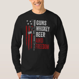 Camiseta Armas Whisky Beer E Bebendo De Liberdade Em B