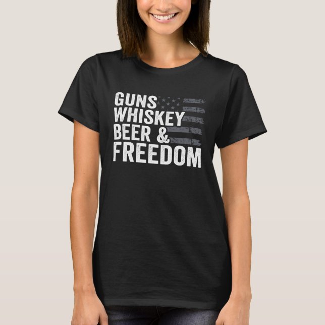 Camiseta Armas Whisky Beer Freedom Pro Gun Sinalizador G (Frente)