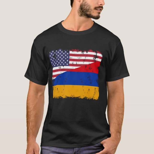 Camiseta Armênia Orgulho Armênio-americano Flag Roots Herit (Frente)