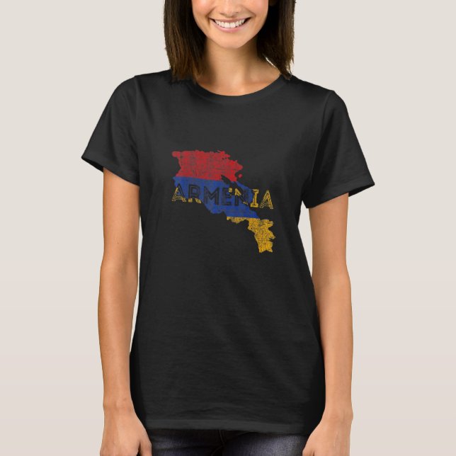 Camiseta Armenian Map and Flag Souvenir  Distressed Armenia (Frente)