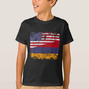 Camiseta ARMENIAN ROOTS Half American Flag USA ARMENIA FLAG