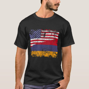 Camiseta ARMENIAN ROOTS Half American Flag USA ARMENIA FLAG