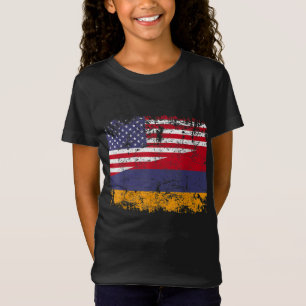 Camiseta ARMENIAN ROOTS Half American Flag USA ARMENIA FLAG