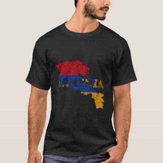 Camiseta Armênio - Mapa e Sinalizador Souvenir Afetou Armên