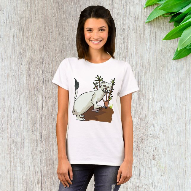 Camiseta Arminho de doninha branca no inverno Vida Selvagem (Criador carregado)