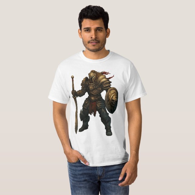 Camiseta Armored Knight with Sword and Skull Shield (Frente Completa)