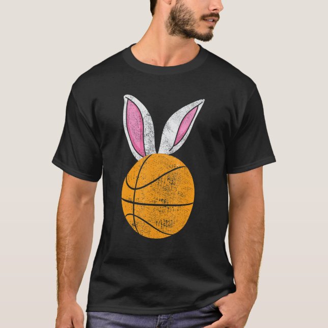 Camiseta Aro de Basquete Orelhas de Coelho Feliz Páscoa men (Frente)