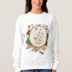 Camiseta Aro de Bordado Vintage e Costura de Flores Silvest