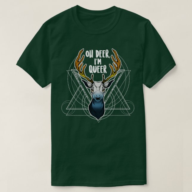 Camiseta Aroace Oh Deer Im Queer (Frente do Design)