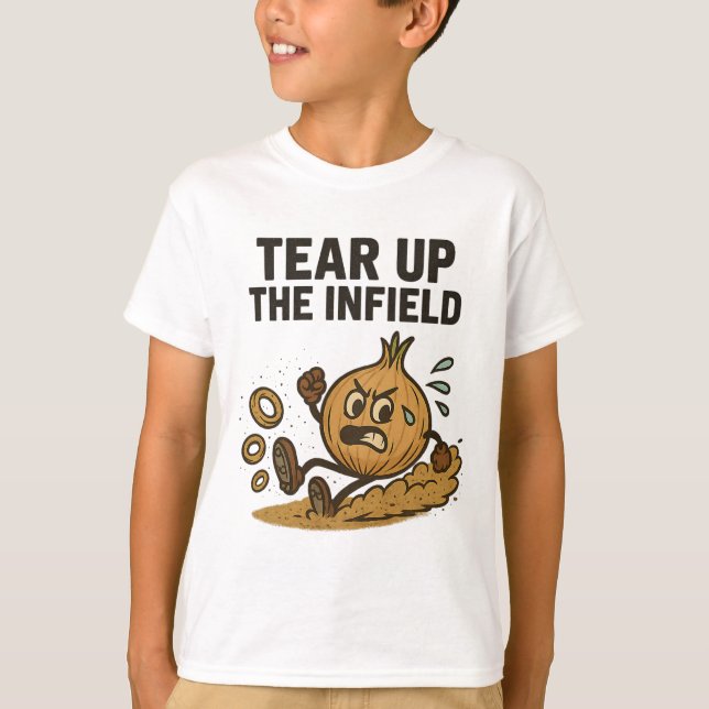 Camiseta Arodelas Engraçadas Vendem Luvas de Campo Interno  (Frente)