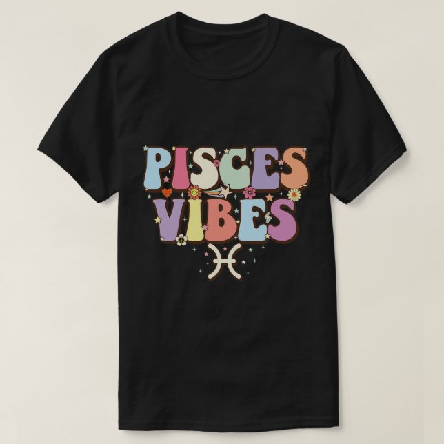 Camiseta Arologia de aniversário de fevereiro Peixes Zo (Frente do Design)