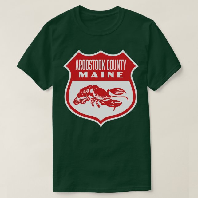 Camiseta Aroostook County Maine Retro Shield Red (Frente do Design)