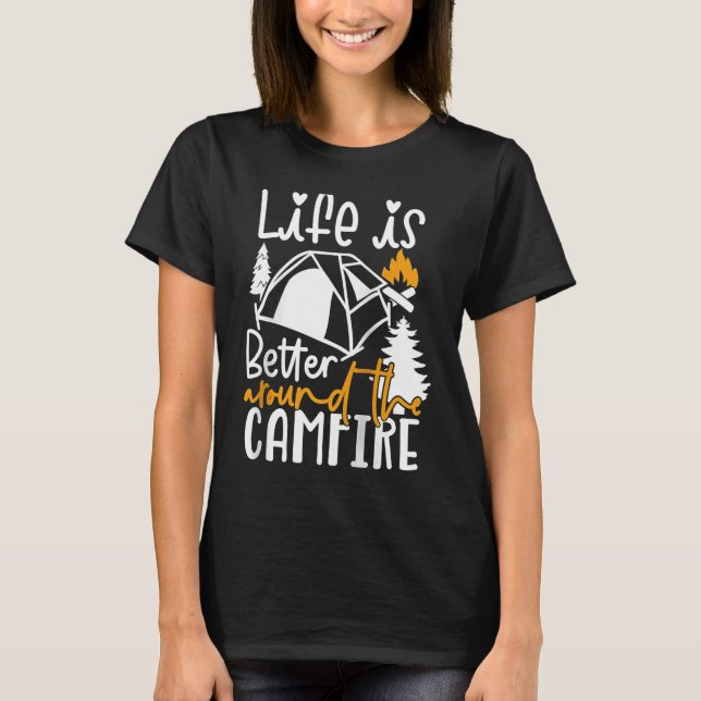 Camiseta Around The Campfire Camping Nature Outdoor Raglan  (Frente)