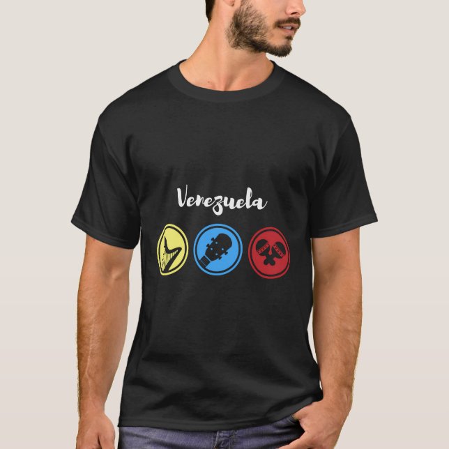 Camiseta Arpa Cuatro Y Maraca Música venezuelana (Frente)