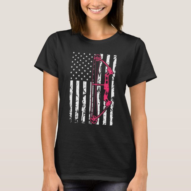 Camiseta Arqueiro de Arcos composto EUA, América Flag Bowhu (Frente)