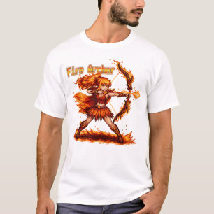Camiseta Arqueiro de Fogo Arte Pixel RPG Fantasia Guerreiro