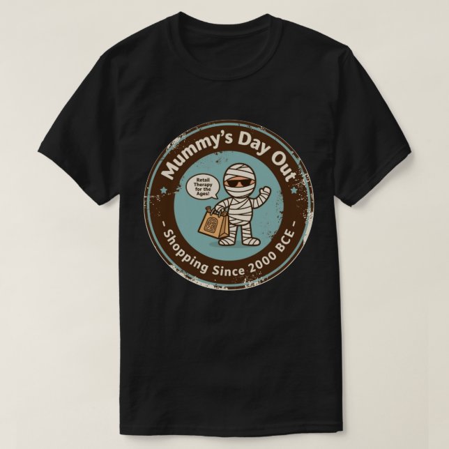 Camiseta Arqueologia Engraçada Comprando Humor (Frente do Design)