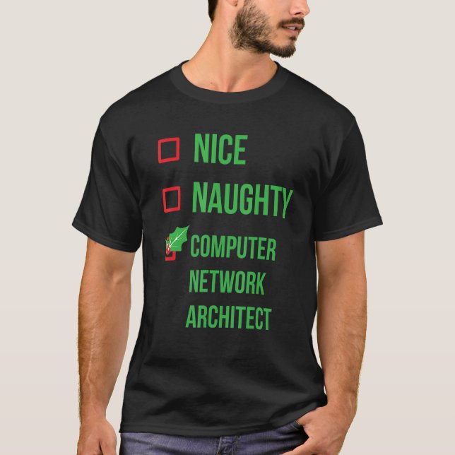 Camiseta Arquiteto de Rede de Computadores Engraçado Natal  (Frente)