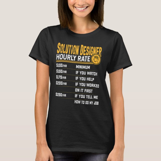 Camiseta Arquiteto de soluções de taxa horária do Solution  (Frente)