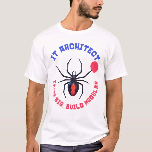 Camiseta Arquiteto de TI Humor Modular Aranha (Frente)