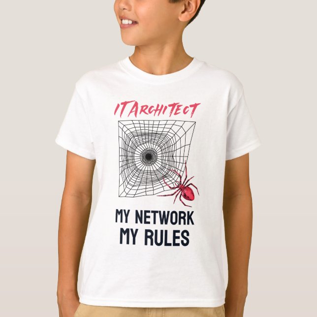 Camiseta Arquiteto de TI: Minha Rede, Minhas Regras Engraça (Frente)