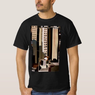Camiseta Arquitetura Antiga, Arranha-céus por Sheeler, 1922