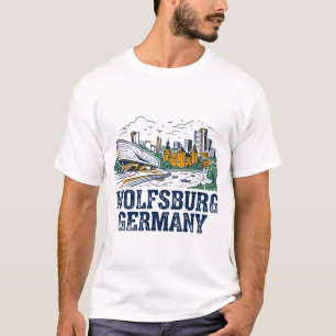 Camiseta Arquitetura da Silhueta de Wolfsburg e Vista do Ri
