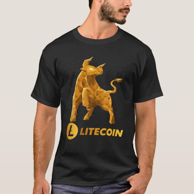 Camiseta Arquitetura Do Mercado Bull Moedas LTC À Lua Crypt (Frente)