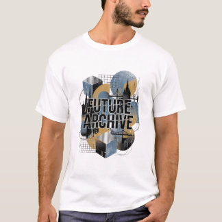 Camiseta Arquivo Futuro Paisagem Urbana Geométrica Retro