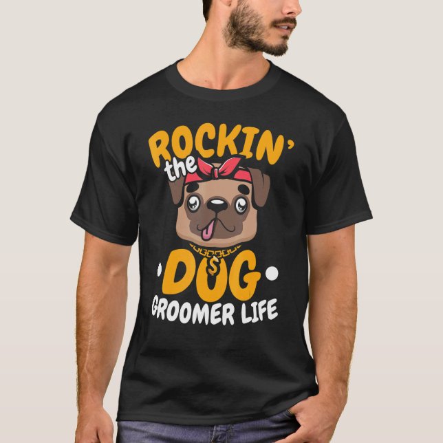 Camiseta Arrancando Os Cachorros-De-Pet-Groomer (Frente)