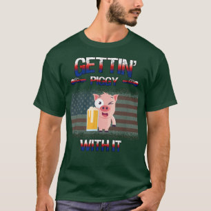 Camiseta Arranjando Um Humor Sarcástico Com Bebendo De Porc