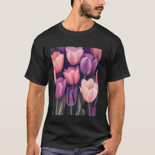 Camiseta Arranjo Floral de Tulipas Elegantes Arte Floral