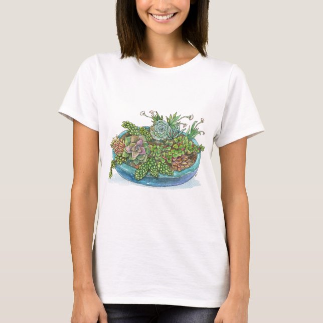 Camiseta Arredondar Jardim Suculento (Frente)