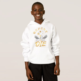 Camiseta Arrepender ou Morrer o Hoodie Bíblico do Menino
